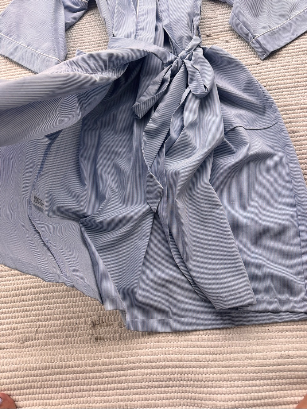 Vintage Pierre Cardin Blue Stripe Robe Duster Kimono Lounge Coverup OS - Picture 4 of 14